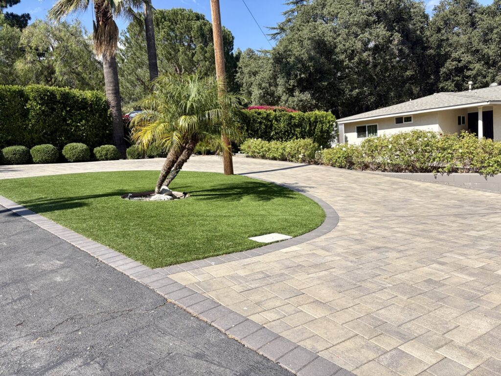 completed artificial turf installation pasadena california backyard